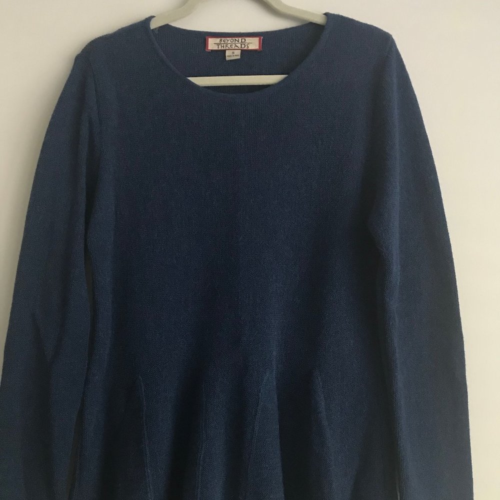 Beyond Threads Navy Alpaca Pleated Sweater, Size … - image 1